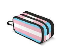 CHIFIGNO Large Capacity Transgender Pride Flag Pencil Case Zipper Pencil Bag Pouch Holder Box Cosmetic Makeup Bag for Girl Boy Business Office