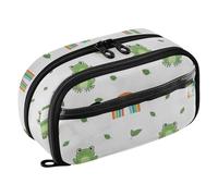 CHIFIGNO Large Pencil Bag Cute Rainbow Frog White Colored Pencil Box with PVC Window Water-Resistant Large Capacity Aesthetic Pen Box for School Office Travel College