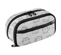 CHIFIGNO Large Pencil Box Cute Cats White Colored Pencil Case with PVC Window Water-Resistant Big Aesthetic Stationery Storage Organizer for School Office Travel College