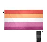 CHIFIGNO Lesbian Flag Pride Beach Towel Oversized 71 x 31 Inches, Lightweight Quick Dry Packable Beach Blanket Cute Bath Towels Pool Towels for Adults Women Men