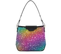 CHIFIGNO Medium Handbag for Women's, Fashion Summer Beach Purse with Zipper Pockets, Rainbow Gradient Hobo Purse for Vacation