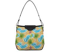 CHIFIGNO Medium Size Hobo Bag with Zipper Pockets, Travel Airplane Shoulder Purse for Women, Casual Vacation City Tote Bag Tropical Summer Beach