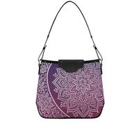 CHIFIGNO Medium Size Shoulder Purse with Zipper Pockets, Vacation Weekend Work Tote Bags for Women, Trendy Travel City Shoulder Tote Bag Mandala Moon Floral