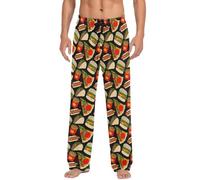 CHIFIGNO Men's Pajama Pants Sleep Lounge Pant Lightweight Pj Bottoms with Pockets Drawstring, Humorous, Fast Food Pizza Burger-1, Medium
