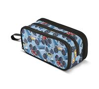 CHIFIGNO Monster Truck Cars Blue High Capacity Pencil Pen Case for Girls Boys Kids, School Supply Accessory Zipper Pouch Office Organizer Travel Makeup Bag for Women Adults