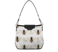 CHIFIGNO Mother PU Leather Weekend Shoulder Purse with Detachable Strap Magnetic Snap Medium Size Queen Bee White Shoulder Handbags