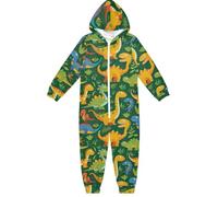 CHIFIGNO Onesie for Kids One Piece Jumpsuits Novelty Halloween Costume Christmas Cosplay Home Clothing Boys Girls, Colorful Cartoon Dinosaurs, 7-8 Years