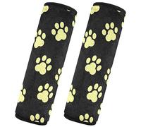 CHIFIGNO Pack of 2 Yellow Animal Paws on Black Seat Belt Covers Fashion Car Seat Belt Pad Shoulder Strap Covers for Adults Kids Women Men, S
