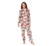 CHIFIGNO Personalized Face Photo Funny Adult Onesie Pajamas Custom Sleepwear Zip Hooded Jumpsuit One-Piece Holiday Costume, Black Dots Red Lips, Large