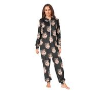CHIFIGNO Personalized Face Photo Funny Adult Onesie Pajamas Custom Sleepwear Zip Hooded Jumpsuit One-Piece Holiday Costume, Black, Large