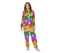 CHIFIGNO Personalized Face Photo Funny Adult Onesie Pajamas Custom Sleepwear Zip Hooded Jumpsuit One-Piece Holiday Costume, Black Hearts Rainbow Flag Lgbt, Large