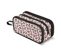 CHIFIGNO Pink Leopard Skin Pencil Pen Case Big Capacity Office College School Pencil Pouch Organize Bag Crayon Box for Teens Boys Girls Adults Student