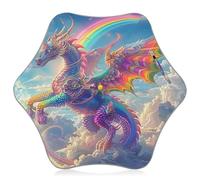 CHIFIGNO Rainbow Dragon Umbrella for Kids Girls Boys with Reflective Strip Windproof Umbrellas for Rain with Rounded Corner Pinch Free Open Anti-UV Umbrella for Sun