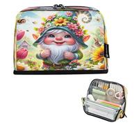 CHIFIGNO Spring Cute Gnome Large Capacity Pencil Case Pouch Standing Pencil Bag with Zipper Makeup Cosmetics Bag Back to School Supplies for Boys Girls Students College