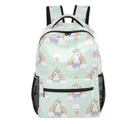 CHIFIGNO Teens Boys Backpack Cute Unicorns Rainbows Pastel Green Kids School Backpack Girls School Bag, Medium