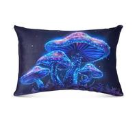 CHIFIGNO Throw Pillow Case Psychedelic Blue Mushrooms Pillow Case Protector Soft Cushion Case for Couch Bed Sofa Car Queen Size 20"x30"