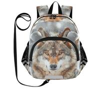 CHIFIGNO Toddler Backpack for School Girls Boys, Small Travel Book Bag Kids Backpack for Kindergarten Elementary School, Beautiful Winter Wolf, S, cute