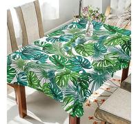 CHIFIGNO Tropical Leaves Green Palm Tablecloths 60 x 90 Inch, Modern Tablecloth Table Cover for Home Kitchen Farmhouse Wedding Party