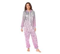 CHIFIGNO Unisex Adult Onesie Pajamas One-Piece Halloween Costume, Christmas Sleepwear Jumpsuit Lounge Wear, Silver Pink Glitter, Medium