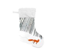 CHIFIGNO Winter Forest Fox Stocking Decorations Christmas Stocking 12" x18" Plush Faux Fur Cuff Fireplace Hanging Stockings for Family Holiday Party Season Decor 1 Pack