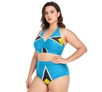 CHIFIGNO Women's Bikini Swimsuits Plus Size High Waisted Swimsuit Swimsuit 2 Piece Modest Swimwear, Saint Lucia Flag, XL Plus
