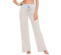 CHIFIGNO Women's Comfy Pajama Pants Casual Lounge Pant Drawstring Pj Bottoms Pants, Linen, Large