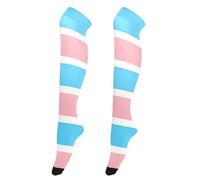 CHIFIGNO Womens Thigh High Socks Funky Long Knee High Socks Casual Tall Socks Thigh Highs Stockings, Trans Sexual Pride Flag, One Size