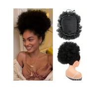 Chignon 1Pcs Afro Puff Drawstring Ponytail Extension for Black Women Clip in Synthetic Curly Bun Hair Pieces Hairpieces(10inch-1B)