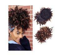 Chignon Afro High Puff Hair Bun with Bangs Synthetic Kinky Curly Drawstring Ponytail Hairpiece Hairpieces(1BT30)