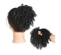 Chignon Afro Kinky Curly Ponytail Hair Extensions for Women Elastic Rubber Band Messy Bun Pieces Hairpieces(1B)