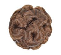 Chignon Extension Comb Clip on Bun Brown Blonde Flower Shaped Synthetic Hair for Quick Hair Styling Hairpiece Hair Ponytail for Women Girls(Medium Brown+Black)