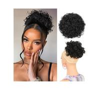 Chignon Messy Bun Hair Pieces for Women Synthetic Curly Drawstring Ponytail Updo Piece Hairpieces(1B)