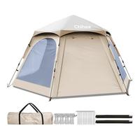 Chihee Camping Tents Pop Up Hexagonal Tent Easy Setup Instant PU Coated Polyester Family Cabin with Rainfly Waterproofing UV Protection Winproof Outdoor Shelter 2 Doors 4 Windows Mesh Ventilation