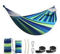 Chihee Cotton Hammock Large Soft Breathable Camping Hammock Holds Up to 660lbs Portable Tree Hammock with Detachable Spreader Bar Pillow 2 Strong Webbings 2 Carabiners Patio Garden Indoor Outdoor