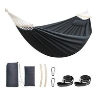 Chihee Cotton Hammock Large Soft Breathable Camping Hammock Holds Up to 660lbs Robust Tree Hammock with Detachable Spreader Bar Pillow 2 Strong Webbings 2 Carabiners Patio Garden Indoor Outdoor