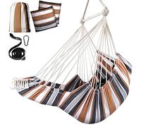 Chihee Hammock Chair Hanging Chair with Foot Rest 2 Cushions Max 550lbs Robust Metal Spreader Bar Collapsible Easy Storage Soft Cotton Swing Chair Strong Strap Iron Carabiner Side Pocket Included