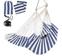 Chihee Hammock Chair Hanging Chair with Foot Rest 2 Cushions Max 550lbs Robust Metal Spreader Bar Collapsible Easy Storage Soft Cotton Swing Chair Strong Strap Iron Carabiner Side Pocket Included