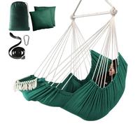 Chihee Hammock Chair Hanging Chair with Foot Rest 2 Cushions Max 550lbs Robust Metal Spreader Bar Collapsible Easy Storage Soft Cotton Swing Chair Strong Strap Iron Carabiner Side Pocket Included