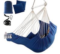 Chihee Hammock Chair Hanging Chair with Foot Rest 2 Cushions Max 550lbs Robust Metal Spreader Bar Collapsible Easy Storage Soft Cotton Swing Chair Strong Strap Iron Carabiner Side Pocket Included