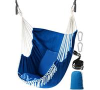 Chihee Hammock Chair Hanging Swing 2 Seat Cushions Included,Strong Webbing Straps and Hooks for Easy Hanging Soft Cotton Weave Hanging Chair Side Pocket Large Tassel Chair Set Comfort Indoor Outdoor