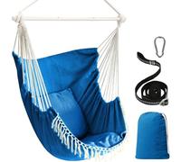 Chihee Hammock Chair Hanging Swing Max 500 Lbs 2 Cushions Included Metal Spreader Bar with Anti-Slip Grooves Portable Hanging Chair Side Pocket Large Macrame Bohemian Chair Indoor Outdoor