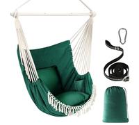 Chihee Hammock Chair Hanging Swing Max 500 Lbs 2 Cushions Included Metal Spreader Bar with Anti-Slip Grooves Portable Hanging Chair Side Pocket Large Macrame Bohemian Chair Indoor Outdoor