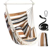 Chihee Hammock Chair Hanging Swing Max 500 Lbs 2 Cushions Included Metal Spreader Bar with Anti-Slip Grooves Portable Hanging Chair Side Pocket Large Macrame Bohemian Chair Indoor Outdoor