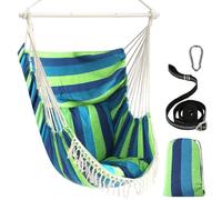 Chihee Hammock Chair Hanging Swing Max 500 Lbs 2 Cushions Included Metal Spreader Bar with Anti-Slip Grooves Portable Hanging Chair Side Pocket Large Macrame Bohemian Chair Indoor Outdoor