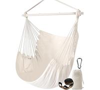 Chihee Hammock Chair Swing Chair Strong Metal Collapsible Spreader Bar Portable Hanging Chair Max 330 lbs Comfy Seat Patio Lawn Chair Cotton Blended for Superior Comfort Durability Indoor Outdoor