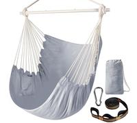 Chihee Hammock Chair Swing Chair Strong Metal Collapsible Spreader Bar Portable Hanging Chair Max 330 lbs Comfy Seat Patio Lawn Chair Cotton Blended for Superior Comfort Durability Indoor Outdoor