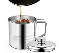 Chihee Oil Strainer Pot Grease Can, 1.2 L Stainless Steel Oil Storage Can Container with Fine Mesh Strainer, Suitable for Storing Frying Oil and Cooking Grease