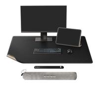 Chihein 110 x 60cm 3XL Desk Mat with Cork & PU Leather (Black), Dual Sided Desk Pad, Waterproof Computer Desk Mat for Gaming, Office, Home