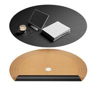 Chihein 30" Round Placemats with Cork and PU Leather, Can Be Cut into a Half Circle Dining Table or Round Cover with a Diameter of 24"