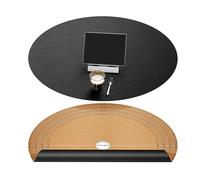 Chihein 610mm round placemats with cork and faux leather, can be cut into half circle dining table mats or on the round tablecloth with a diameter of 18-24